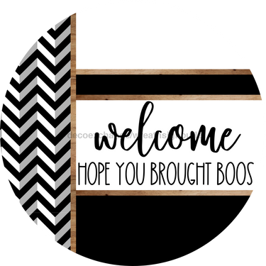 Chevron Door Hanger, Welcome Brought Boos Door Hanger, DCO-01807-DH, 18
